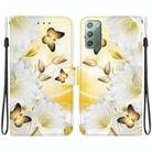 For Samsung Galaxy Note20 Crystal Texture Colored Drawing Leather Phone Case(Gold Butterfly Epiphyllum) - 1