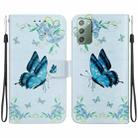 For Samsung Galaxy Note20 Crystal Texture Colored Drawing Leather Phone Case(Blue Pansies) - 1