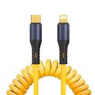 XJ-U101 USB-C / Type-C to 8 Pin Spring Charging Data Cable, Length: 1.5m(Yellow) - 1