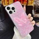 For iPhone 15 Pro Max Starry Sequin Embroidered Butterfly Epoxy TPU Phone Case(Pink) - 1