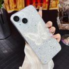 For iPhone 15 Plus Starry Sequin Embroidered Butterfly Epoxy TPU Phone Case(Silver) - 1