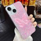 For iPhone 15 Plus Starry Sequin Embroidered Butterfly Epoxy TPU Phone Case(Pink) - 1