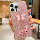 For iPhone 15 Pro Starry Sequin Rhinestones Butterfly Epoxy TPU Phone Case(Pink) - 1