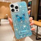 For iPhone 14 Pro Max Starry Sequin Rhinestones Butterfly Epoxy TPU Phone Case(Blue) - 1