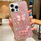 For iPhone 14 Pro Max Starry Sequin Rhinestones Butterfly Epoxy TPU Phone Case(Pink) - 1