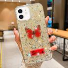 For iPhone 12 Starry Sequin Rhinestones Butterfly Epoxy TPU Phone Case(Yellow) - 1