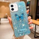 For iPhone 12 Starry Sequin Rhinestones Butterfly Epoxy TPU Phone Case(Blue) - 1