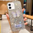 For iPhone 12 Starry Sequin Rhinestones Butterfly Epoxy TPU Phone Case(Silver) - 1