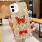 For iPhone 12 mini Starry Sequin Rhinestones Butterfly Epoxy TPU Phone Case(Yellow) - 1