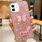 For iPhone 12 mini Starry Sequin Rhinestones Butterfly Epoxy TPU Phone Case(Pink) - 1