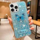 For iPhone 11 Pro Max Starry Sequin Rhinestones Butterfly Epoxy TPU Phone Case(Blue) - 1