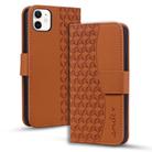 For iPhone 11 Business Diamond Buckle Leather Phone Case with Lanyard(Brown) - 1