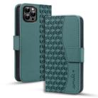 For iPhone 11 Pro Business Diamond Buckle Leather Phone Case with Lanyard(Green) - 1