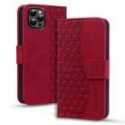 For iPhone 11 Pro Business Diamond Buckle Leather Phone Case with Lanyard(Wine Red) - 1