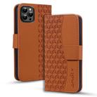 For iPhone 11 Pro Max Business Diamond Buckle Leather Phone Case with Lanyard(Brown) - 1