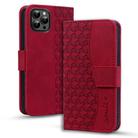 For iPhone 11 Pro Max Business Diamond Buckle Leather Phone Case with Lanyard(Wine Red) - 1