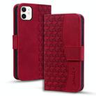 For iPhone 12 / 12 Pro Business Diamond Buckle Leather Phone Case with Lanyard(Wine Red) - 1