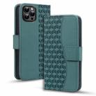 For iPhone 13 Pro Max Business Diamond Buckle Leather Phone Case with Lanyard(Green) - 1