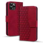 For iPhone 13 Pro Max Business Diamond Buckle Leather Phone Case with Lanyard(Wine Red) - 1