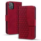 For iPhone 14 Plus Business Diamond Buckle Leather Phone Case with Lanyard(Wine Red) - 1