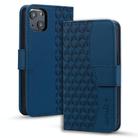 For iPhone 14 Plus Business Diamond Buckle Leather Phone Case with Lanyard(Royal Blue) - 1