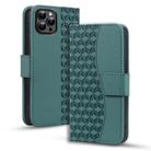 For iPhone 14 Pro Max Business Diamond Buckle Leather Phone Case with Lanyard(Green) - 1