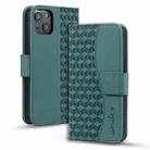 For iPhone 15 Business Diamond Buckle Leather Phone Case with Lanyard(Green) - 1