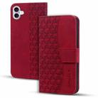 For iPhone 16 Business Diamond Buckle Leather Phone Case with Lanyard(Wine Red) - 1