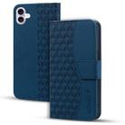 For iPhone 16 Business Diamond Buckle Leather Phone Case with Lanyard(Royal Blue) - 1