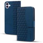 For iPhone 16 Plus Business Diamond Buckle Leather Phone Case with Lanyard(Royal Blue) - 1