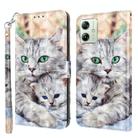 For Motorola Moto G54 3D Painted Leather Phone Case(Two Loving Cats) - 1