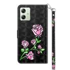 For Motorola Moto G54 3D Painted Leather Phone Case(Rose) - 3