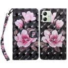 For Motorola Moto G54 3D Painted Leather Phone Case(Pink Flower) - 1
