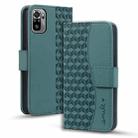 For Xiaomi Redmi Note 10 4G Business Diamond Buckle Leather Phone Case with Lanyard(Green) - 1