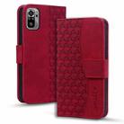 For Xiaomi Redmi Note 10 4G Business Diamond Buckle Leather Phone Case with Lanyard(Wine Red) - 1