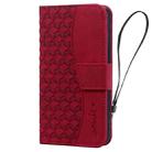 For Google Pixel 5 Business Diamond Buckle Leather Phone Case with Lanyard(Wine Red) - 2