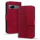 For Google Pixel 7a Business Diamond Buckle Leather Phone Case with Lanyard(Wine Red) - 1