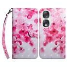 For Honor 90 3D Painted Leather Phone Case(Red Flower) - 1