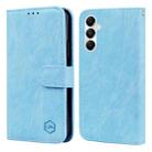 For Samsung Galaxy A15 Skin Feeling Oil Leather Texture PU + TPU Phone Case(Light Blue) - 1