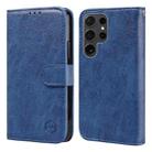 For Samsung Galaxy S24 Ultra 5G Skin Feeling Oil Leather Texture PU + TPU Phone Case(Dark Blue) - 1
