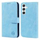 For Samsung Galaxy S24 5G Skin Feeling Oil Leather Texture PU + TPU Phone Case(Light Blue) - 1