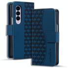 For Samsung Galaxy Z Fold4 Business Diamond Buckle Leather Phone Case with Lanyard(Royal Blue) - 1