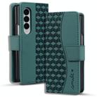 For Samsung Galaxy Z Fold5 Business Diamond Buckle Leather Phone Case with Lanyard(Green) - 1