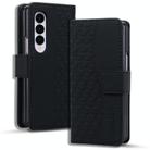For Samsung Galaxy Z Fold5 Business Diamond Buckle Leather Phone Case with Lanyard(Black) - 1