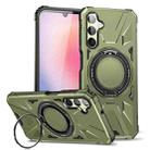 For Samsung Galaxy A24 5G MagSafe Magnetic Shockproof Phone Case with Ring Holder(Dark Green) - 1