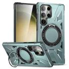 For Samsung Galaxy S24 Ultra 5G MagSafe Magnetic Shockproof Phone Case with Ring Holder(Green) - 1