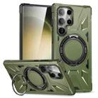 For Samsung Galaxy S24 Ultra 5G MagSafe Magnetic Shockproof Phone Case with Ring Holder(Dark Green) - 1