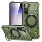 For Samsung Galaxy S24 5G MagSafe Magnetic Shockproof Phone Case with Ring Holder(Dark Green) - 1