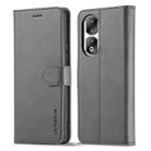 For Honor 90 Pro LC.IMEEKE Calf Texture Leather Phone Case(Grey) - 1