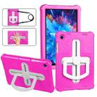 For Samsung Galaxy Tab A9+ Shield 360 Rotation Handle EVA Shockproof PC Tablet Case(Rose Red Beige) - 1